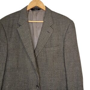 Jos A‎ Bank Blazer Mens 46XL Gray Black Houndstooth Alpaca Wool Silk 3 Button